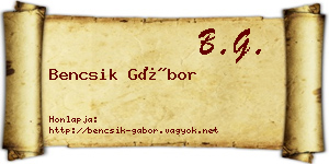 Bencsik Gábor névjegykártya