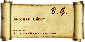 Bencsik Gábor névjegykártya